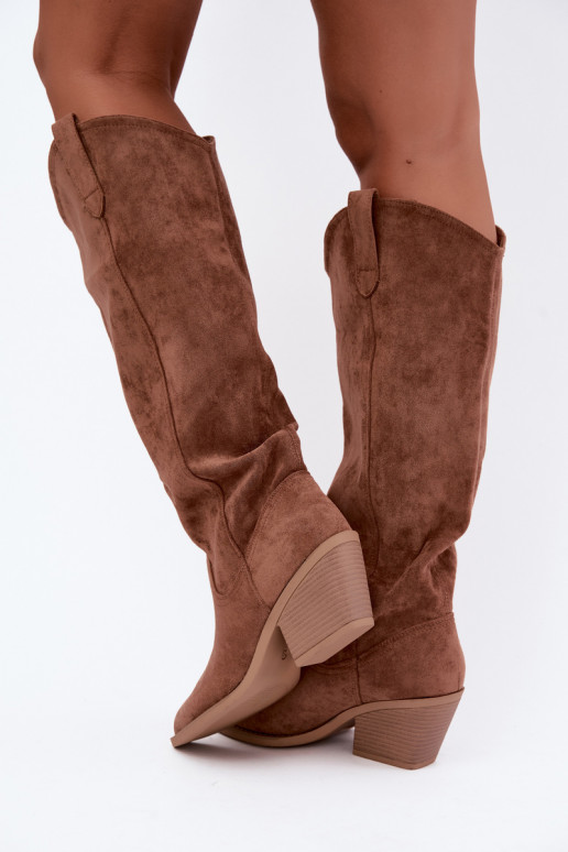stivali alti slouchy slip-on color marrone Sylvie