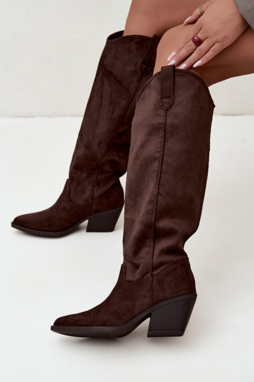 stivali alti slouchy slip-on in CzekoladoĮe Sylvie