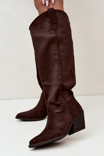stivali alti slouchy slip-on in CzekoladoĮe Sylvie 2