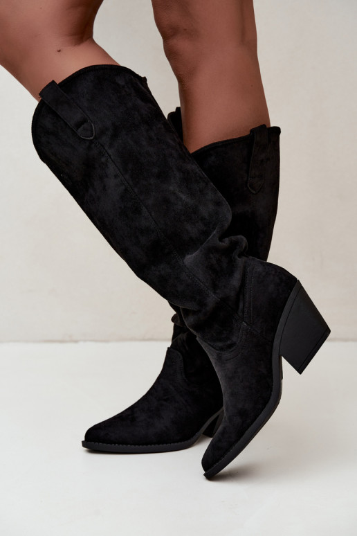 stivali alti slouchy slip-on neri Sylvie