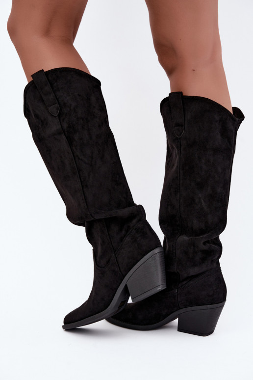 stivali alti slouchy slip-on neri Sylvie