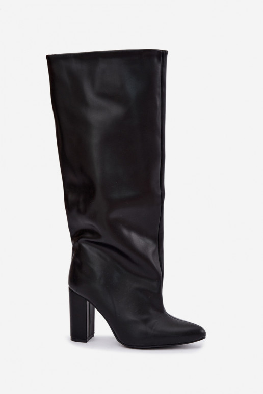 stivali alti da donna slip-on con tacchi neri Emeline