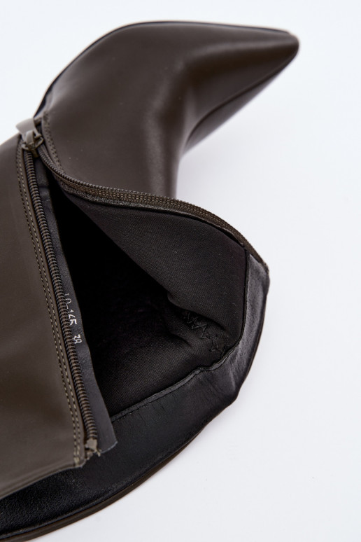 stivaletti da donna con tacchi in pelle sintetica color khaki Celisse
