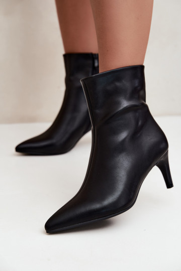 Stivaletti da donna con tacco in ecopelle nera Celisse