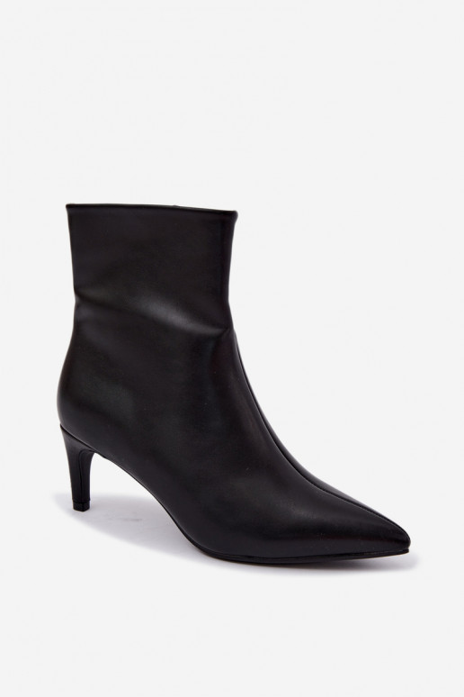 Stivaletti da donna con tacco in ecopelle nera Celisse