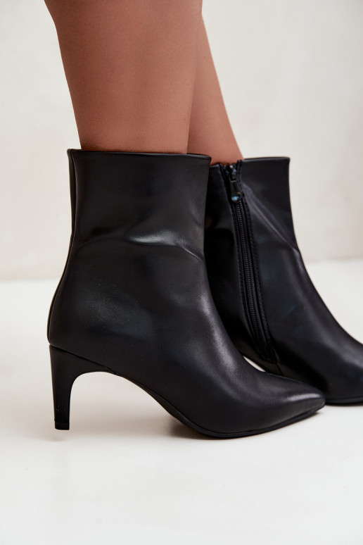 Stivaletti da donna con tacco in ecopelle nera Celisse