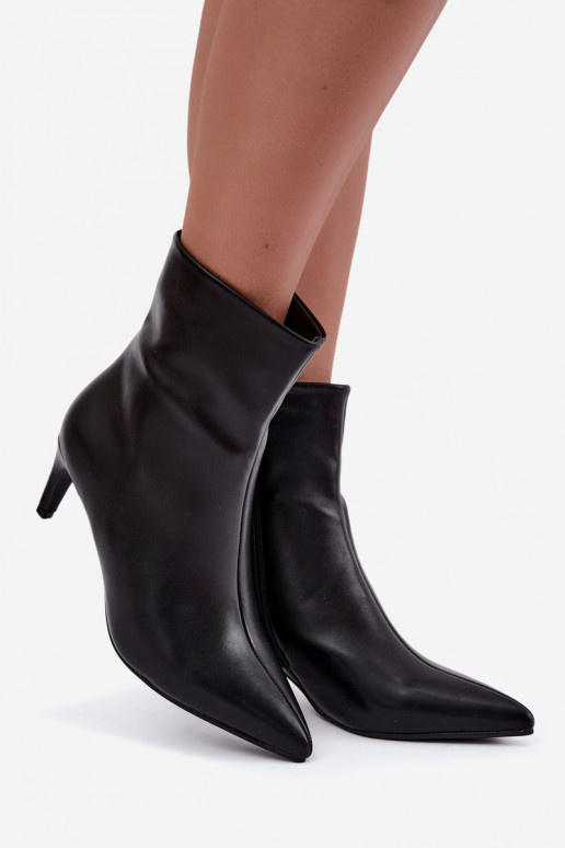Stivaletti da donna con tacco in ecopelle nera Celisse