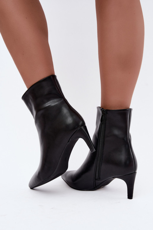 Stivaletti da donna con tacco in ecopelle nera Celisse