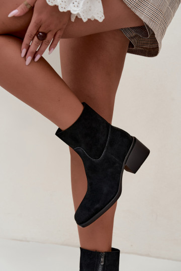 Stivaletti da donna in suede sintetico con tacco color nero Iveris 2