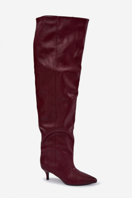 stivali alti da donna slip-on con tacchi sottili in bordeaux Ysolienne