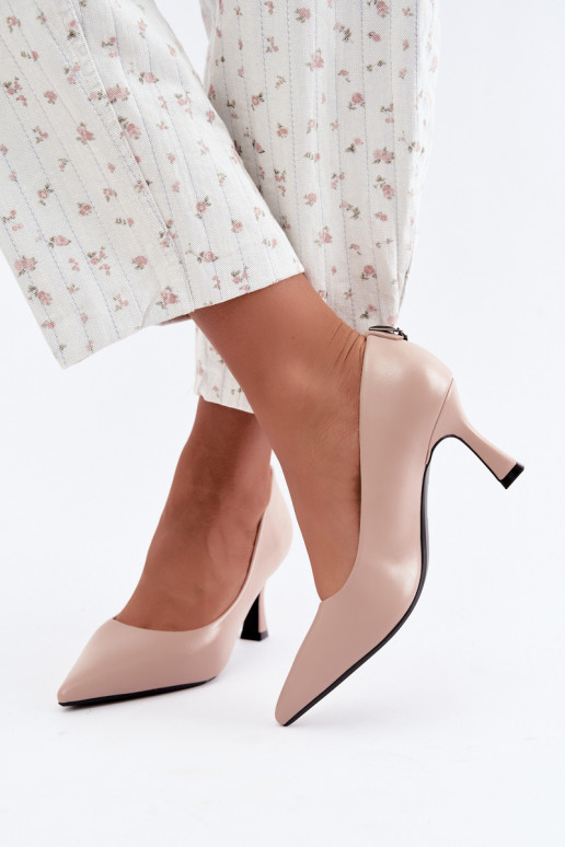 Scarpe con tacco color sabbia Vinceza 62330