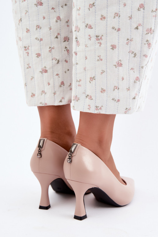 Scarpe con tacco color sabbia Vinceza 62330