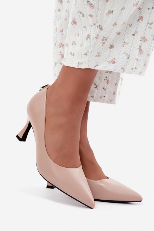 Scarpe con tacco color sabbia Vinceza 62330