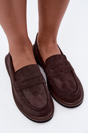Mocassini da donna in suede color cioccolato Vinceza 62335