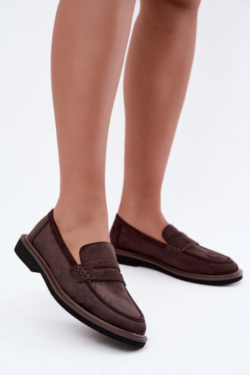 Mocassini da donna in suede color cioccolato Vinceza 62335 2