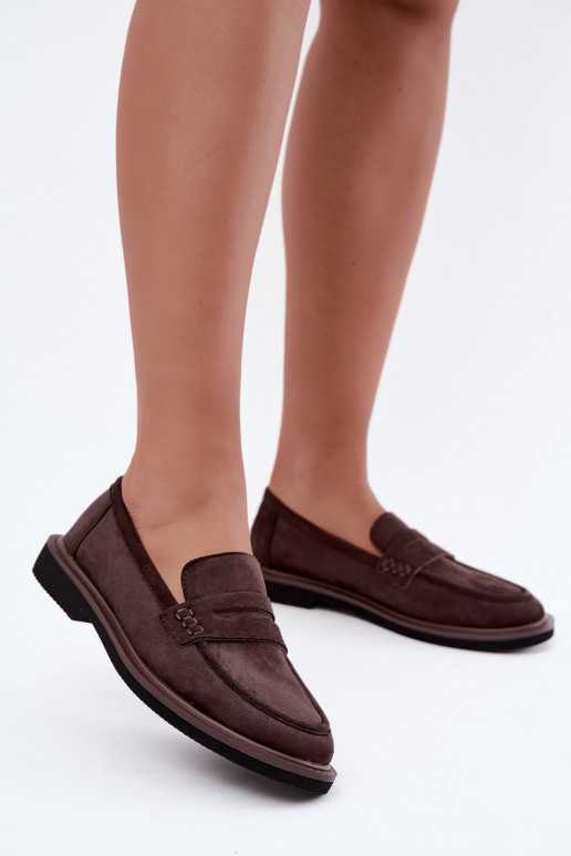 Mocassini da donna in suede color cioccolato Vinceza 62335