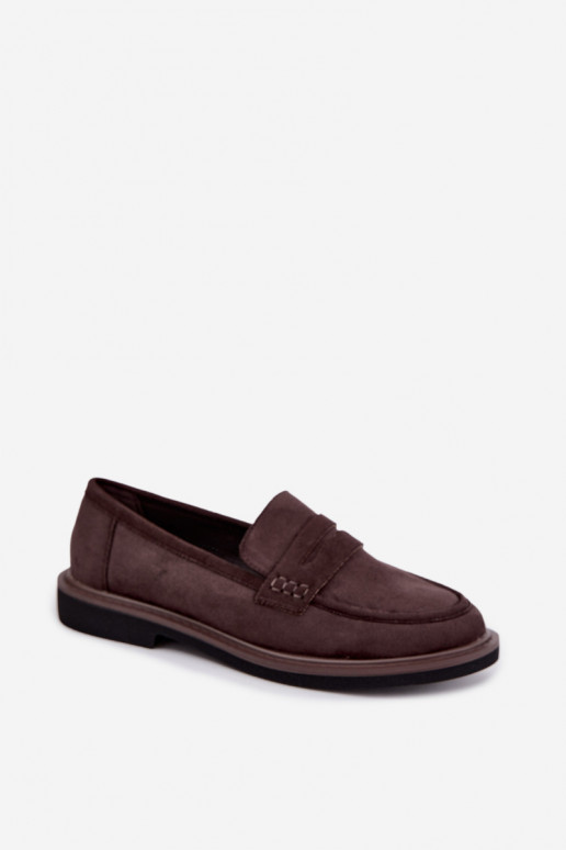 Mocassini da donna in suede color cioccolato Vinceza 62335