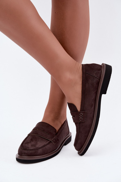 Mocassini da donna in suede color cioccolato Vinceza 62335