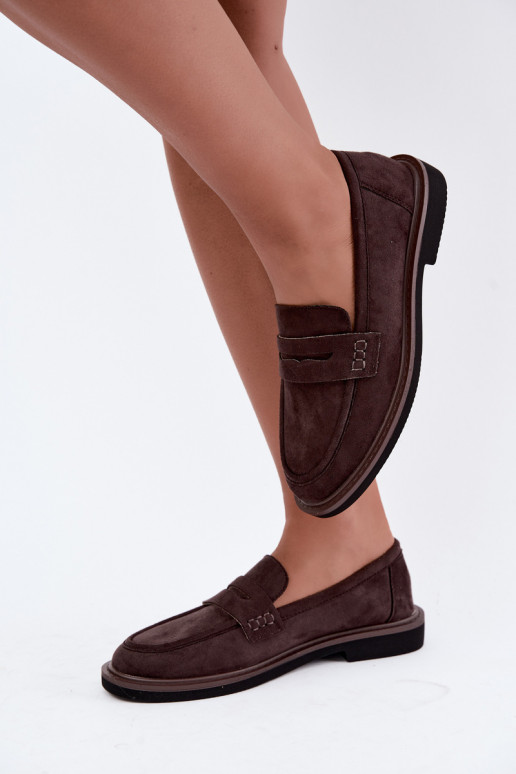 Mocassini da donna in suede color cioccolato Vinceza 62335