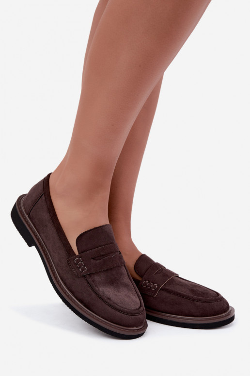 Mocassini da donna in suede color cioccolato Vinceza 62335