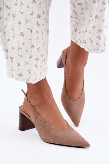 Scarpe con tacco con tallone aperto color sabbia Sorenia