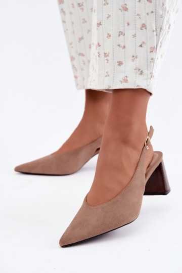 Scarpe con tacco con tallone aperto color sabbia Sorenia 2