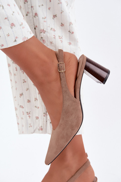 Scarpe con tacco con tallone aperto color sabbia Sorenia