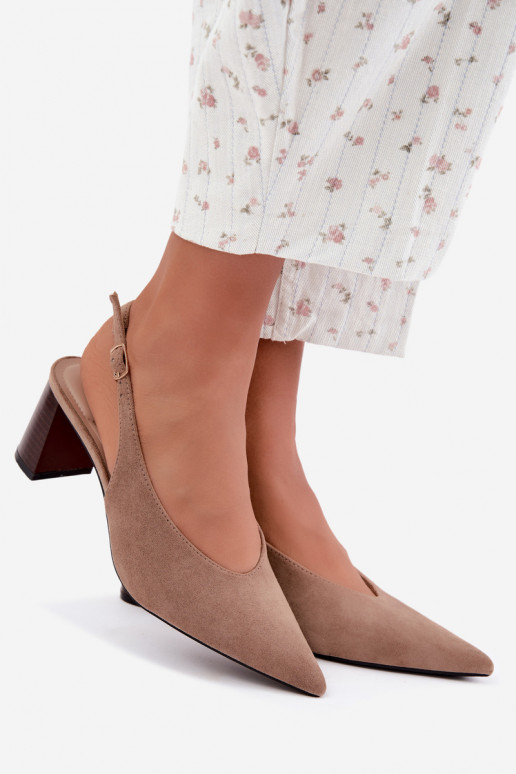 Scarpe con tacco con tallone aperto color sabbia Sorenia