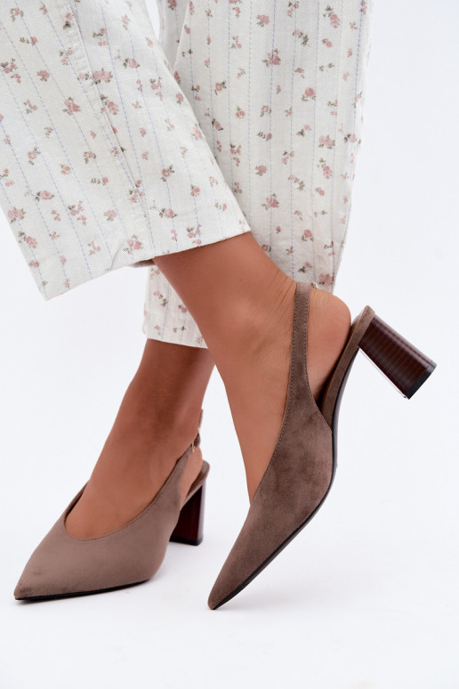 Scarpe con tacco con tallone aperto color argilla Sorenia