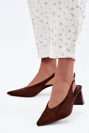 Scarpe con tacco con tallone aperto color cioccolato Sorenia