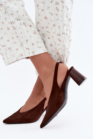 Scarpe con tacco con tallone aperto color cioccolato Sorenia 2