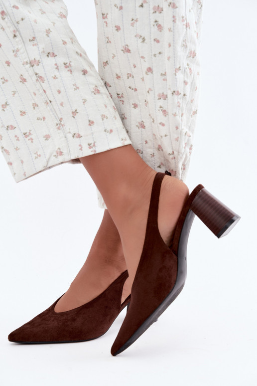 Scarpe con tacco con tallone aperto color cioccolato Sorenia