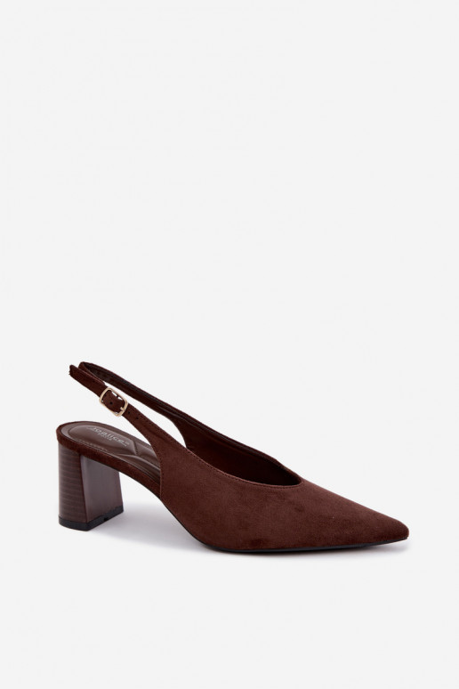 Scarpe con tacco con tallone aperto color cioccolato Sorenia