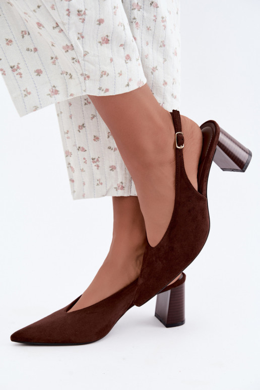 Scarpe con tacco con tallone aperto color cioccolato Sorenia