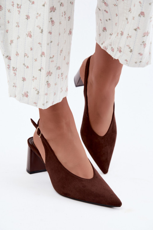 Scarpe con tacco con tallone aperto color cioccolato Sorenia