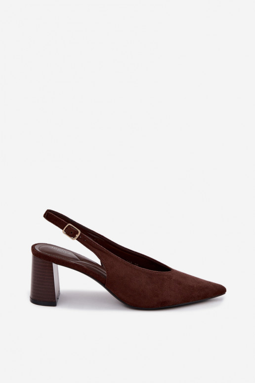 Scarpe con tacco con tallone aperto color cioccolato Sorenia
