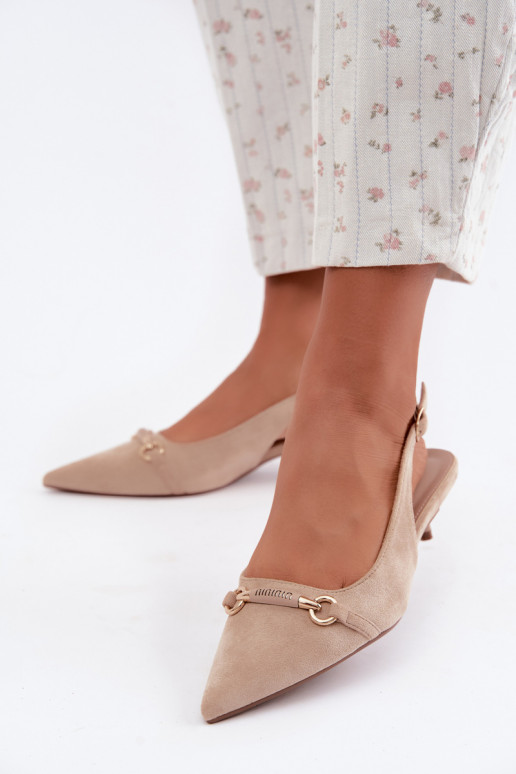 Scarpe con tacco basso e tallone aperto color sabbia Caylo