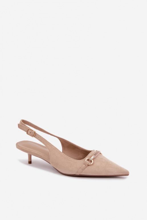 Scarpe con tacco basso e tallone aperto color sabbia Caylo
