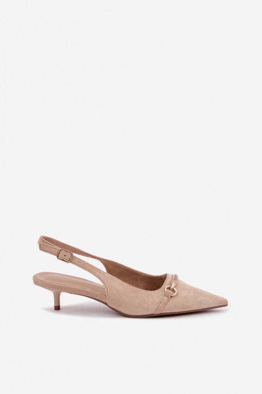 Scarpe con tacco basso e tallone aperto color sabbia Caylo