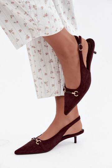 Scarpe con tacco basso e tallone aperto color bordeaux Caylo 2