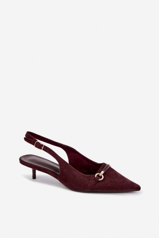 Scarpe con tacco basso e tallone aperto color bordeaux Caylo