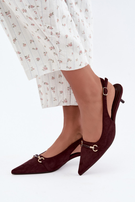 Scarpe con tacco basso e tallone aperto color bordeaux Caylo