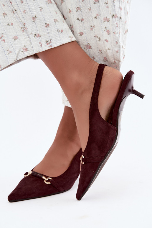Scarpe con tacco basso e tallone aperto color bordeaux Caylo