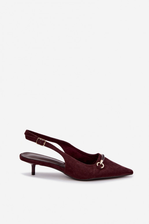 Scarpe con tacco basso e tallone aperto color bordeaux Caylo
