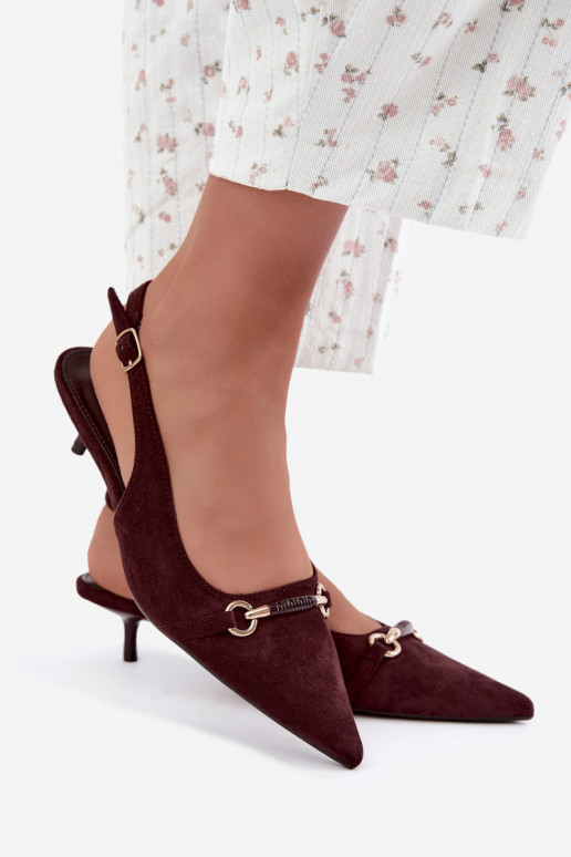 Scarpe con tacco basso e tallone aperto color bordeaux Caylo