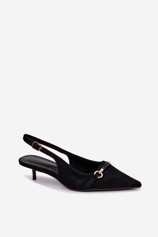 Scarpe con tacco basso e tallone aperto color nero Caylo