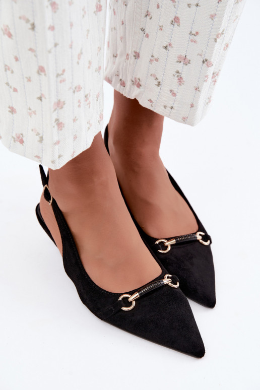 Scarpe con tacco basso e tallone aperto color nero Caylo