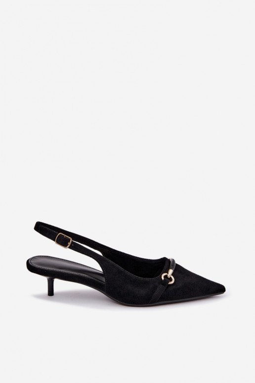 Scarpe con tacco basso e tallone aperto color nero Caylo