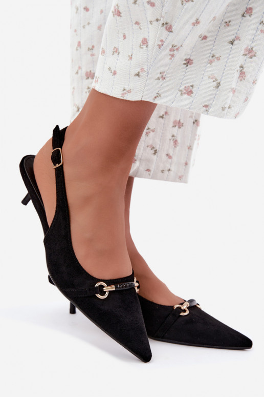 Scarpe con tacco basso e tallone aperto color nero Caylo