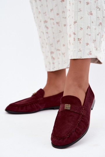 Mocassini da donna con rouches e dettagli decorativi in colore bordeaux Kairo 2